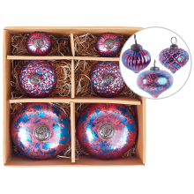 Set of 6 Baubles ASTRALE Glass Pink