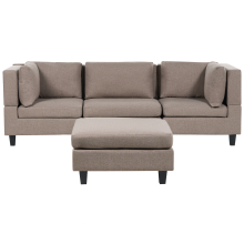 Modular Sofa 3 Seater UNSTAD with Ottoman Fabric Brown