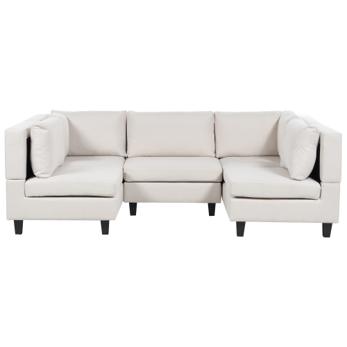 Beliani Modular U-Shape Sofa 5 Seater UNSTAD Fabric Light Beige