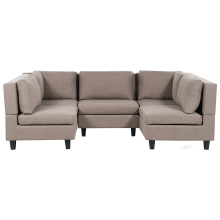 Modular U-Shape Sofa 5 Seater UNSTAD Fabric Brown