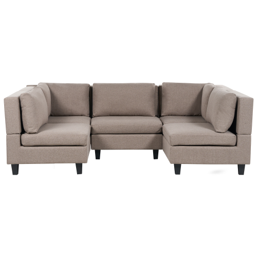 Beliani Modular U-Shape Sofa 5 Seater UNSTAD Fabric Brown