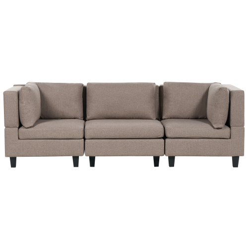 Beliani Modular Sofa 3 Seater UNSTAD Fabric Brown