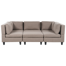 Modular U-Shape Sofa 5 Seater UNSTAD with Ottoman Fabric Brown