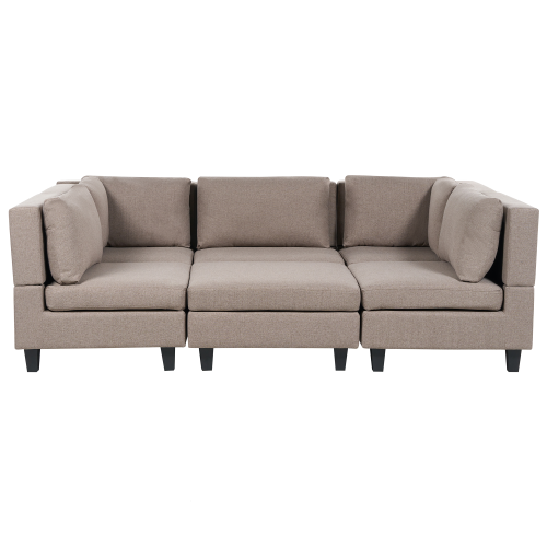 Beliani Modular U-Shape Sofa 5 Seater UNSTAD with Ottoman Fabric Brown
