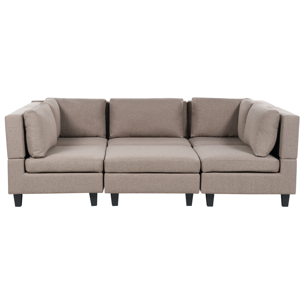 Photos - Sofa Beliani Modular U-Shape  5 Seater UNSTAD with Ottoman Fabric Brown 
