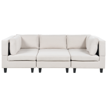 Modular U-Shape Sofa 5 Seater UNSTAD with Ottoman Fabric Light Beige