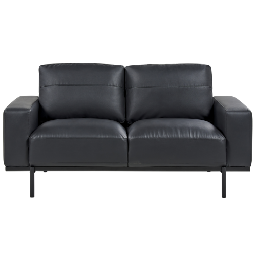 Beliani Sofa 2 Seater SOVIK Faux Leather Black