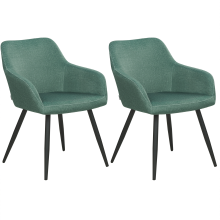 Set of 2 Dining Chairs CASMALIA Velvet Dark Green
