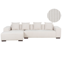 Corner Sofa 4 Seater LUNGO Corduroy Off-White Right Hand