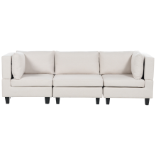 Modular Sofa 3 Seater UNSTAD Fabric Light Beige