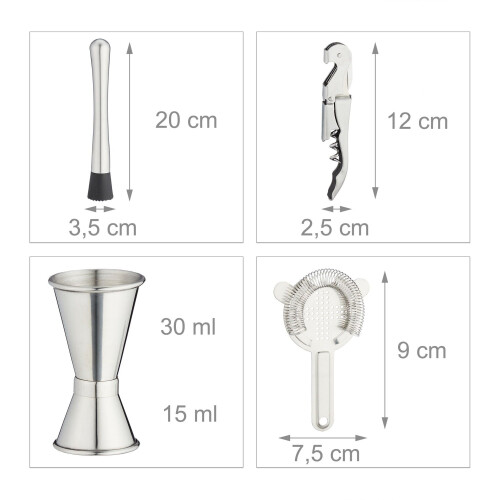 das 16-teilige Cocktailset mit Ständer