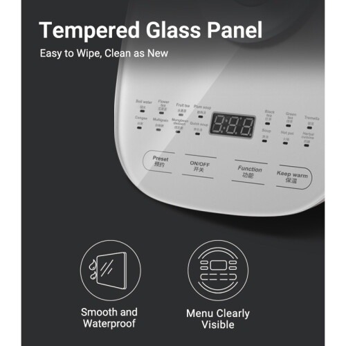 Bear 1.8L Multifunction Glass Kettle 16 Smart Presets Adjustable Temperature & Keep-Warm Function YSH-C18R6 2