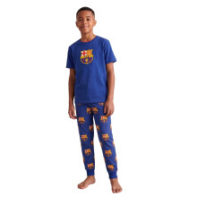 (3-4 Years) FC Barcelona Short Sleeve Long Leg Pyjama Set (Boys Black)