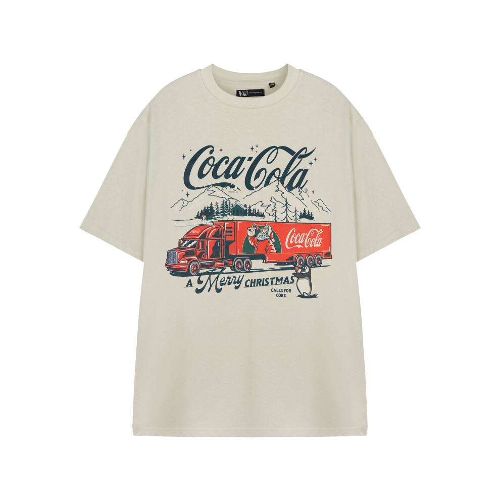 Coca Cola (Small) Short Sleeved T-Shirt (Womens Beige)
