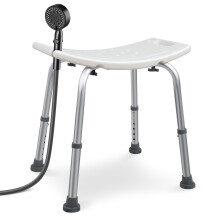 VOUNOT Adjustable Shower Stool, Bath Seat w/Non-Slip Feet Max Load 136 kg, White