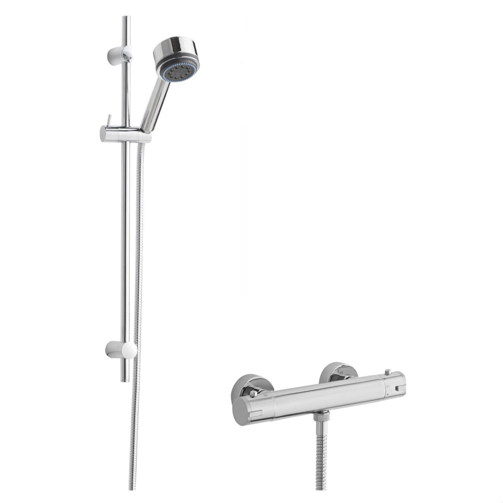 Balterley Minimalist Round Bar Valve & Linear Slide Rail Kit Shower Set - Chrome