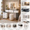 MN Furniture LED Dressing Table Set Mirror Drawers Stool White 4