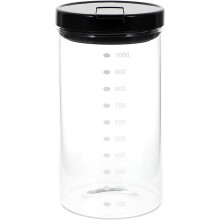 Barattolo per Alimenti In Vetro da 1000 Ml, Contenitore Ermetico per Snack In Vetro con Coperchio Nero, Contenitore Sigillato per Alimenti Secchi per