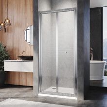 (900x1850mm) ELEGANT Bi-Fold Shower with 5mm Tempered glass,Double Folding Pivot Shower Enclosure