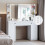 Vanity Desk with LED Lighted Mirror, Drawers & Side Storage Cabinets 7