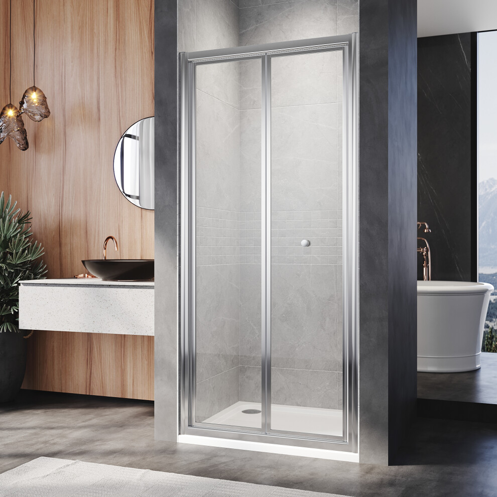 (800X1850mm) Elegant Bi-Fold Shower With 5Mm Tempered Glass,Double Folding Pivot Shower Enclosure 9331522307843