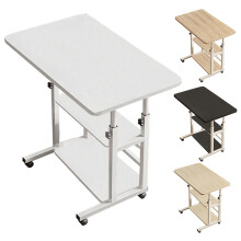 60x37cm Height Adjustable Mobile Side Table Rolling Laptop Desk, 3-Tier, White
