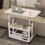 Living And Home 60x37cm Height Adjustable Mobile Side Table Rolling Laptop Desk, 3-Tier, White 3