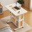 Living And Home 60x37cm Height Adjustable Mobile Side Table Rolling Laptop Desk, 3-Tier, White 4