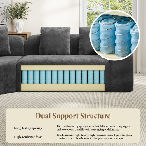 Modular Sectional Large L-Shaped Chenille Corner Sofa Grey 1