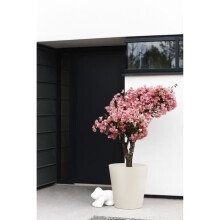 Blumentopf - PURE STRAIGHT - Kunststoff - Leinenweiß - Rund - Ø49,5xH51cm - 100% recycelt - ELHO