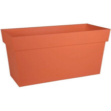 Jardinière Muret Wasserreservoir - TOSCANE - Kunststoff - Orange Terre Battue - 79x35xH39cm - 74L - Mit Rollen - EDA