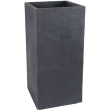 Blumentopf - VOLCANIA - Kunststoff - Anthrazitgrau - Hoher Quadrat - 39,5x39,5xH80cm - 31L - EDA