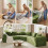 Modular Sectional Large Chenille L-shaped Sofa Green 7