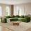 Modular Sectional Large Chenille L-shaped Sofa Green 8