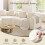 Modular Sectional Large Chenille L-shaped Sofa Beige 2