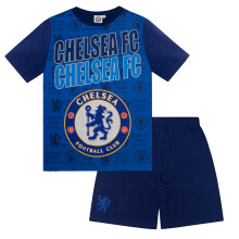 Chelsea Official Football Gift Boys Kids Pyjamas Blue Text 10-11 Years