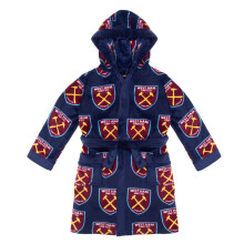 West Ham United FC Official Boys Fleece Dressing Gown Robe Navy 3-4 Years