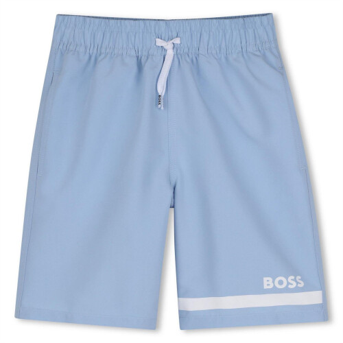 (14 Years, Light Blue) Boss Boys Logo Printed Shorts