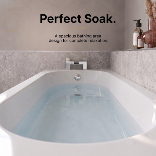 Bathroom 1500x700mm Single Ended Curved Bath Front Panel Acrylic White Bathtub 1