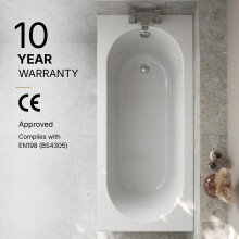 Modern Bathroom 1500mm Single Ended Straight Bath Round Acrylic White Bathtub