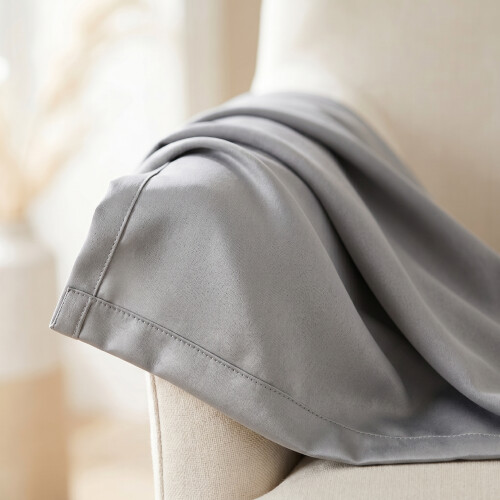(Silver, 66'' x 54'' (PAIR)) BLACKOUT EYELET CURTAINS READY MADE PAIR+2 TIEBACK 1