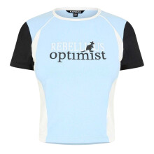 (10 UK, Blue) Kangol Womens/Ladies Optimist Colour Block Cropped Fitted T-Shirt