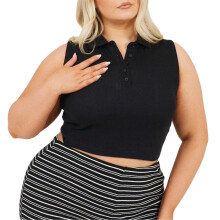 (24 UK, Black) Brave Soul Womens/Ladies Sleeveless Crop Top