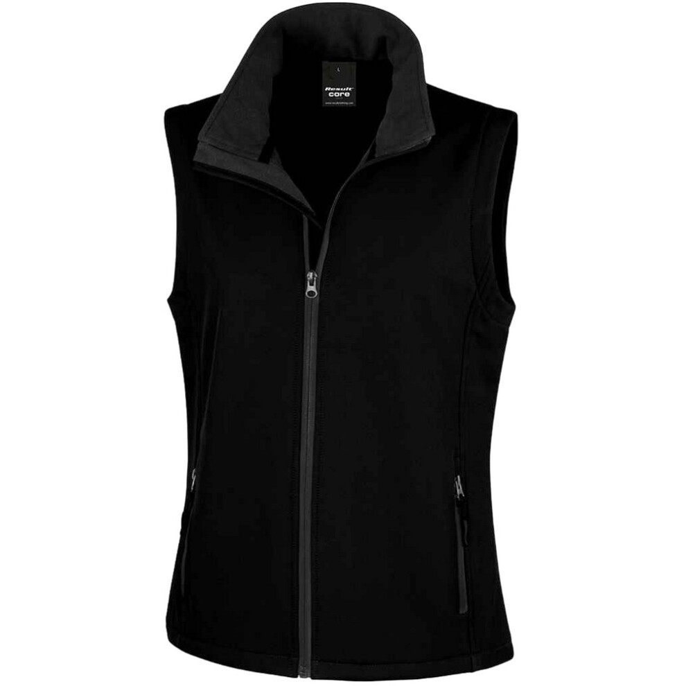 Result (S, Black/Black) Womens/Ladies Core Printable Soft Shell Bodywarmer