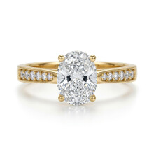 (N) Jewelco London Ladies Solid 9ct Yellow Gold Oval Cubic Zirconia Wed-fit Engagement Travel Proposal Ring 1.00CT - JRN599
