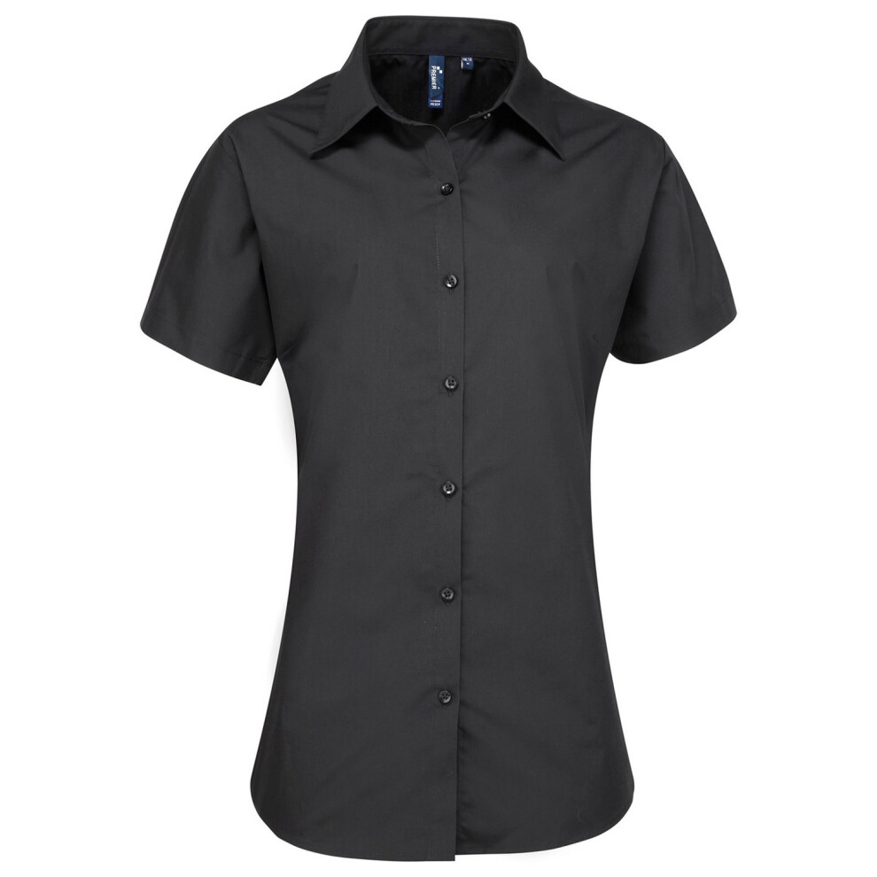 Premier (16 Uk, Black) Womens/Ladies Supreme Poplin Short-Sleeved Shirt