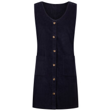 (8, Navy) Trespass Womens Corduroy Pinafore Dress - Tarissa