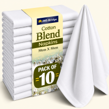 10 x White Cotton Napkins Table Linen Dinner Eco-friendly Cotton Hotel Wedding (50 x 50 cm)