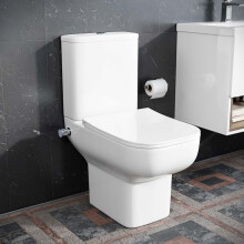 Rimless Square Close Coupled Toilet Pan with Integrated Bidet