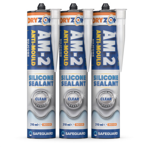 (3 Pack) Dryzone Anti-Mould Silicone Sealant Clear 310ml